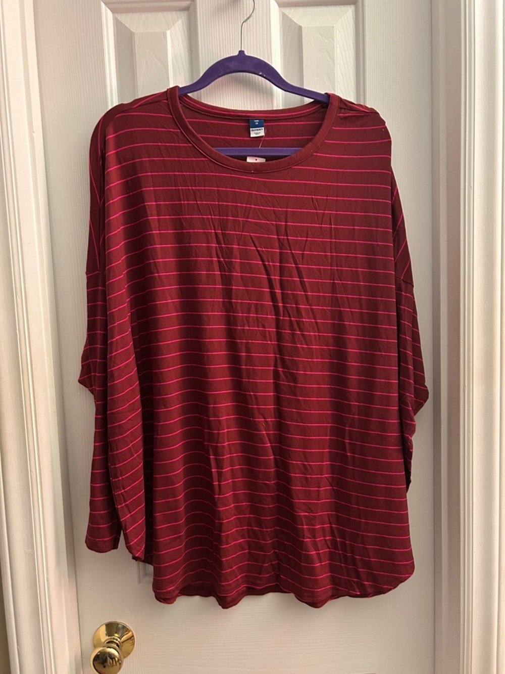 Striped Burgundy Pink Long Sleeve Top